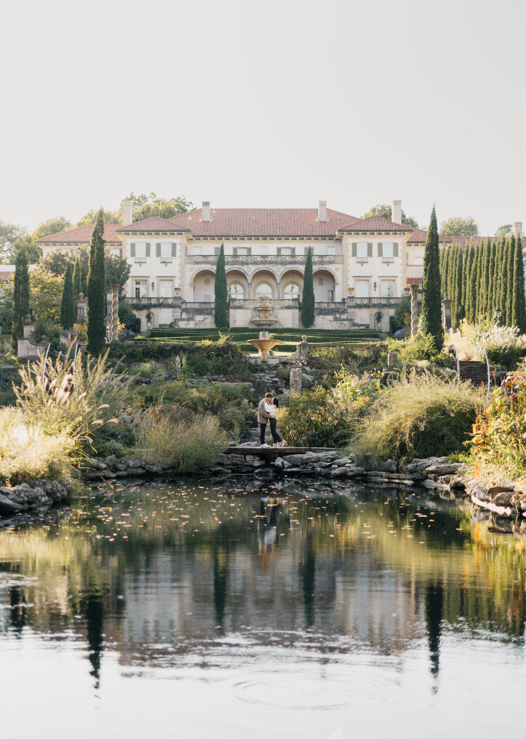 Engagement photos in Philbrook Museum of Art gardens