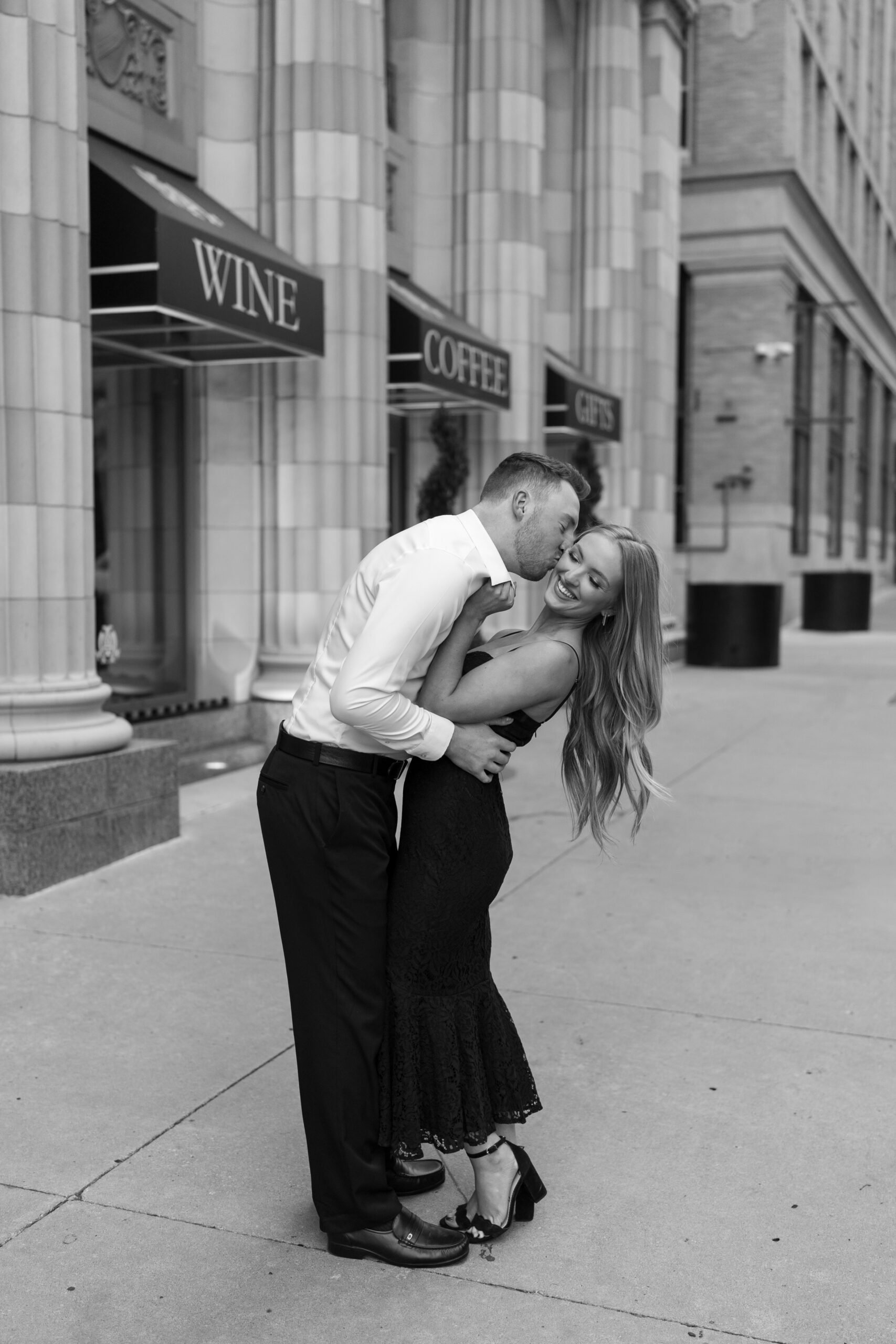 Modern engagement portraits capturing love and connection at The Mayo Hotel