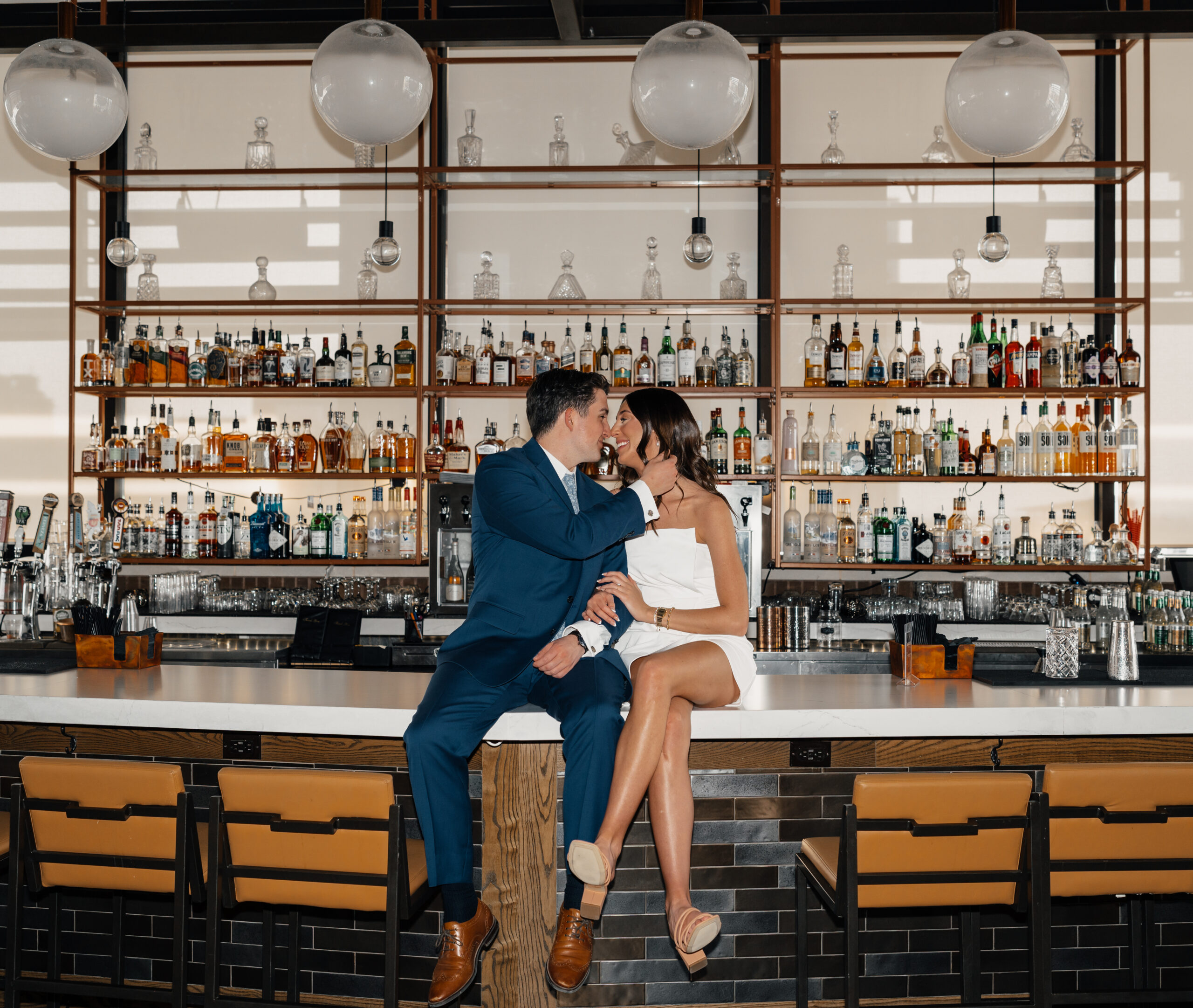 Hotel Indigo engagement session at the bar 