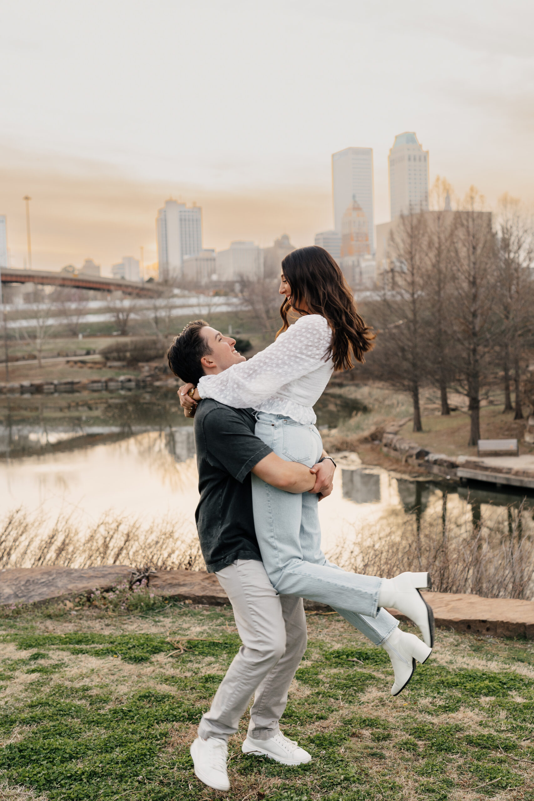 Engagement session at Centennial Park in Tulsa Oklahoma