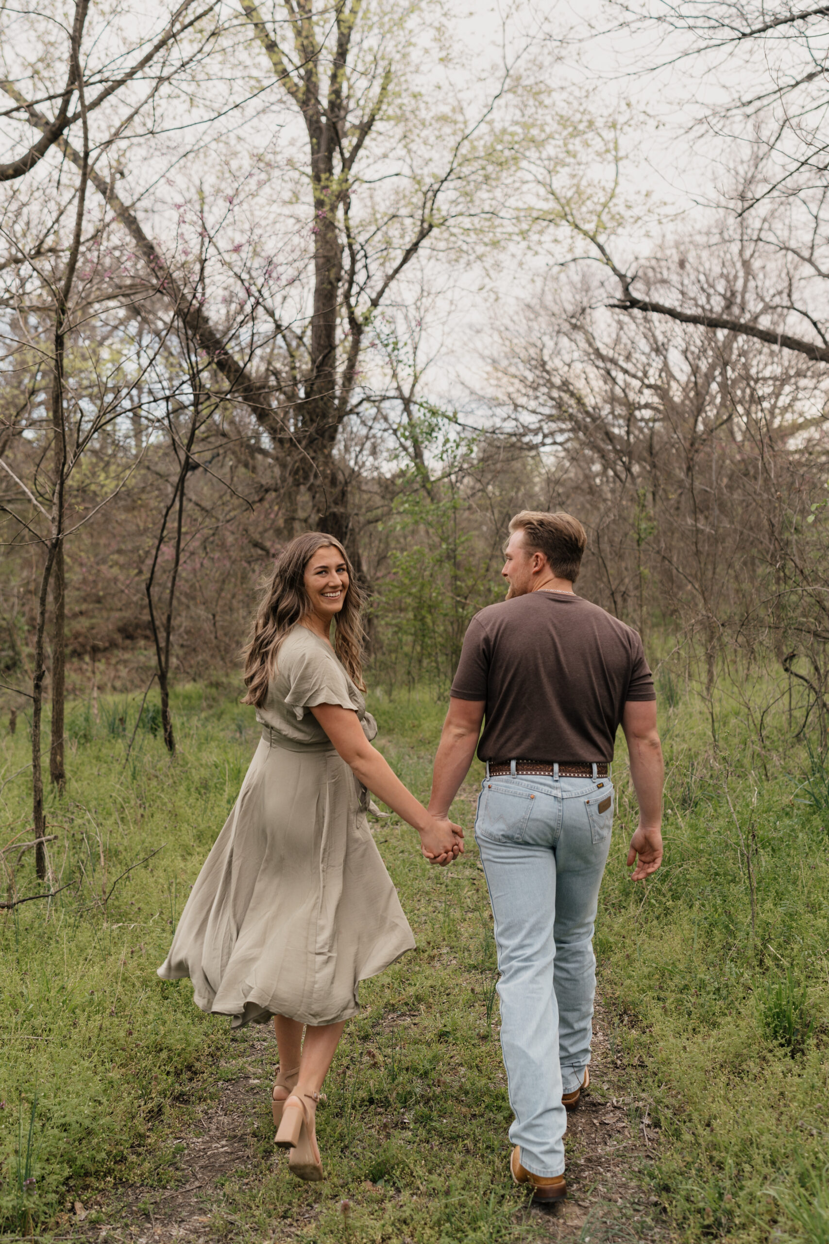 Countryside engagement photo at Coal Creek Farm, Jenks, Oklahoma
