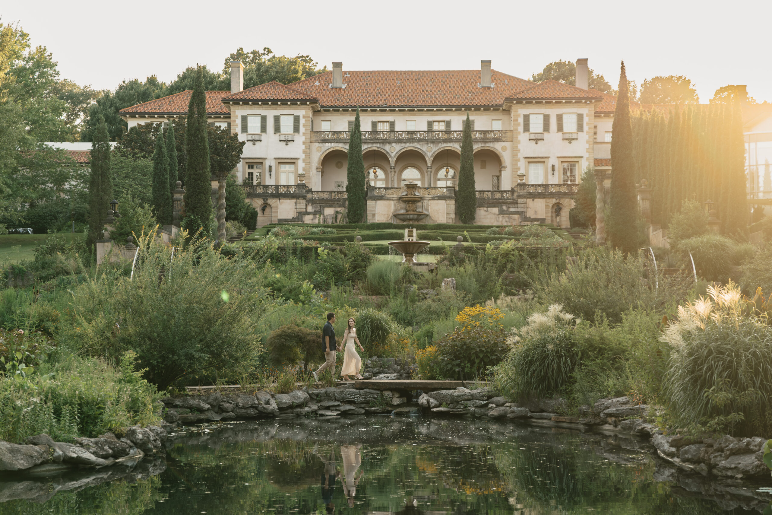 Timeless engagement photo at Philbrook Museum of Art, Tulsa, Oklahoma
