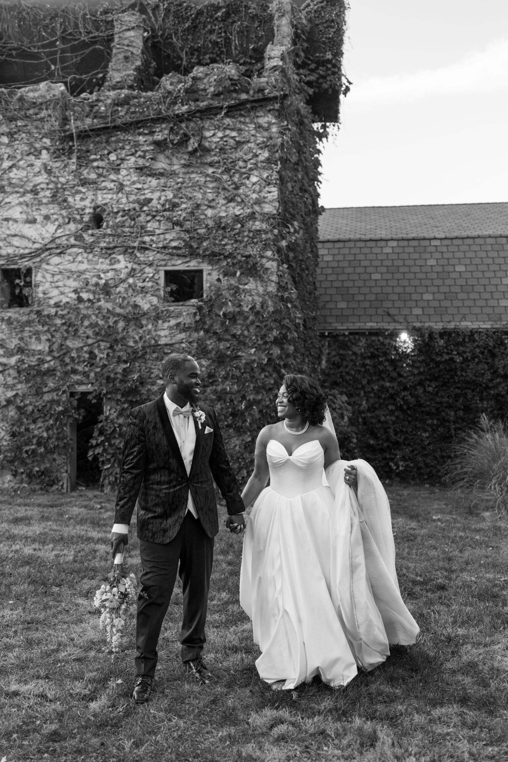 Haseltine Estate wedding couple laughing during portraits
