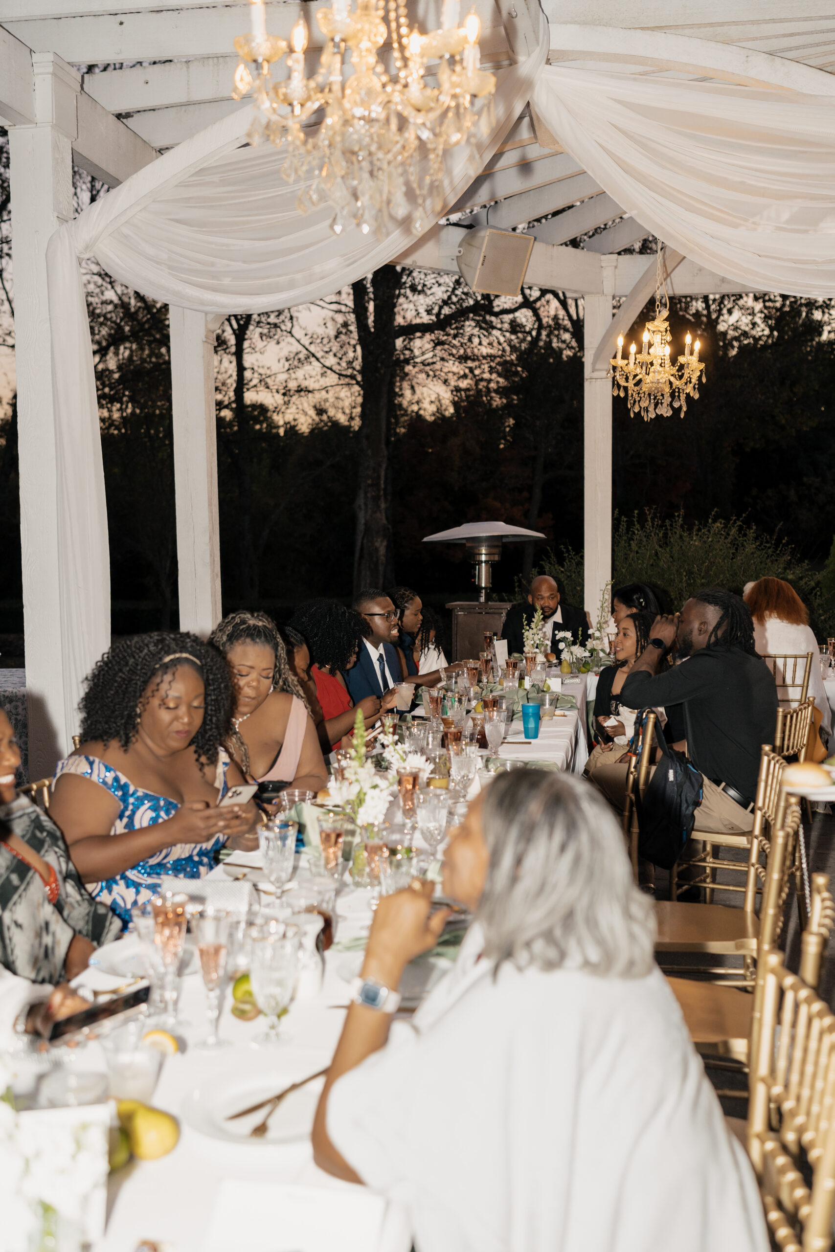 Outdoor reception setup at Haseltine Estate wedding