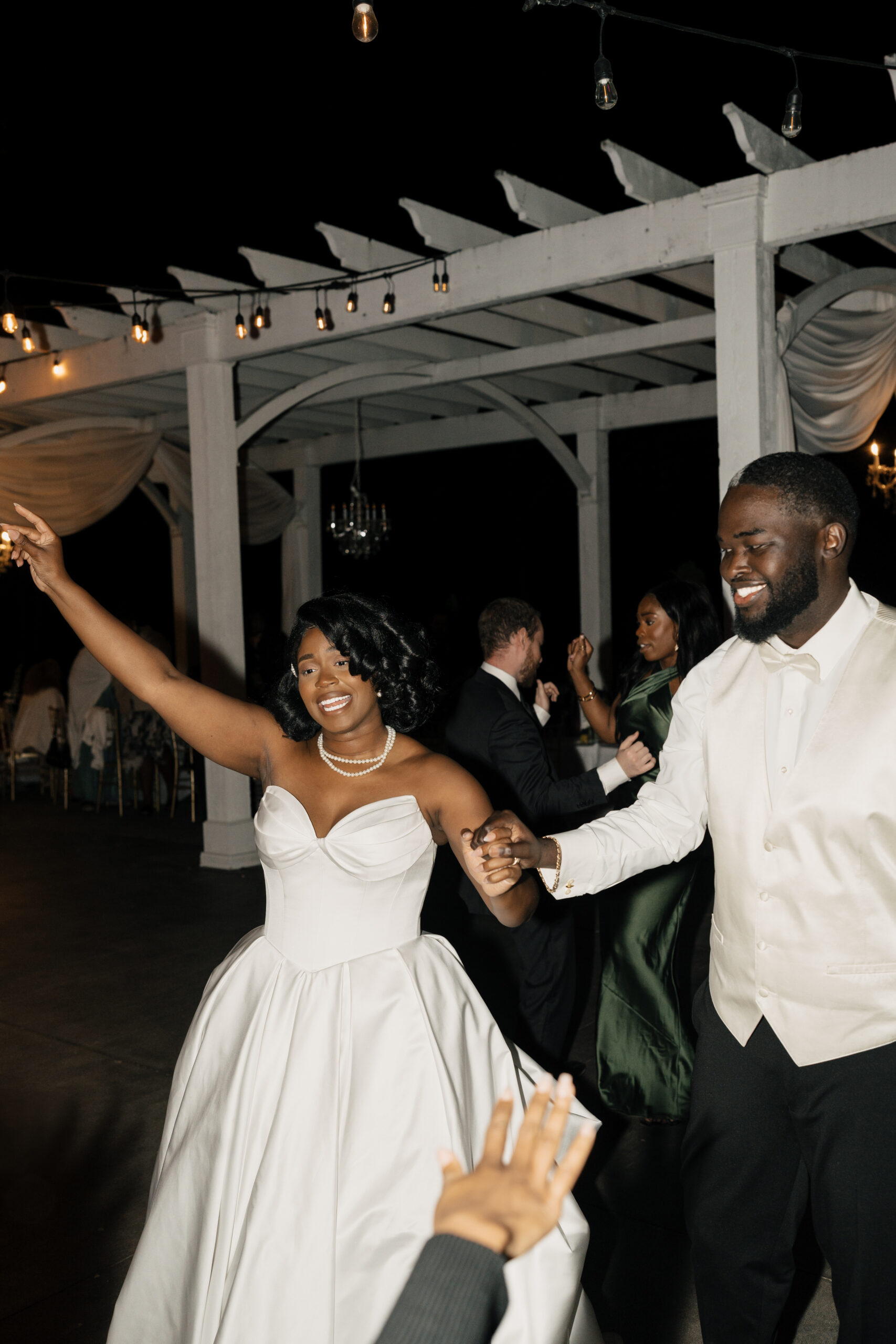 Guests dancing with DJ from Live Events at Haseltine Estate
