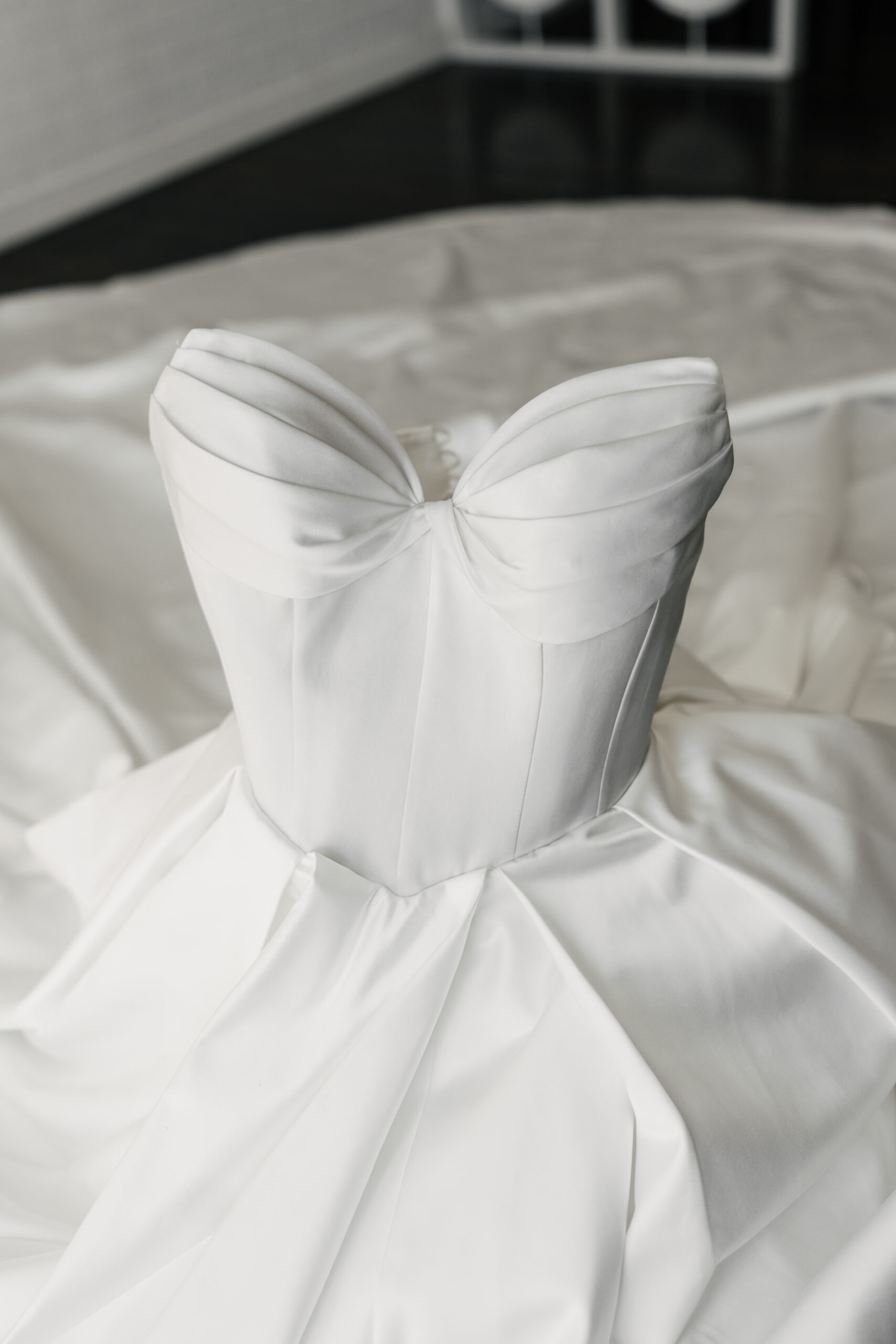Close-up of bridal gown timeless wedding inspiration