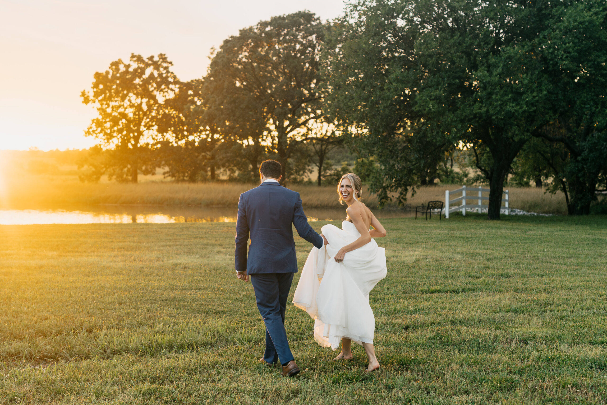 Wedding photography with golden hour light