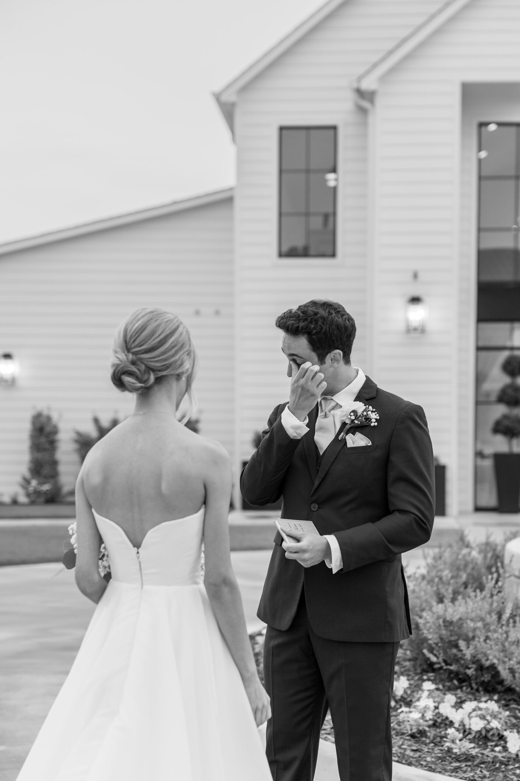 Oklahoma wedding photography of emotional bride and groom