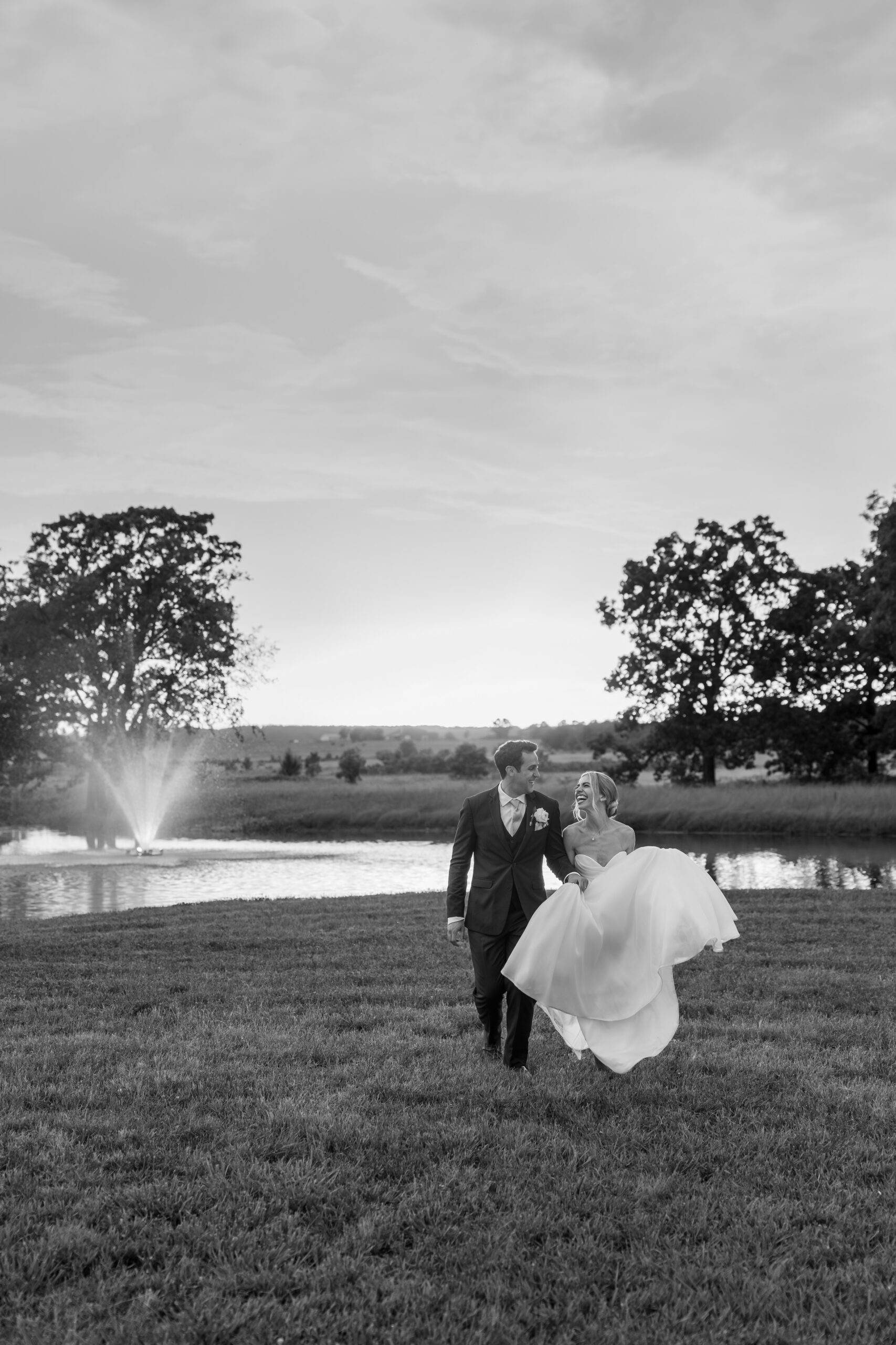 Couple portraits at Tulsa wedding with dramatic lighting