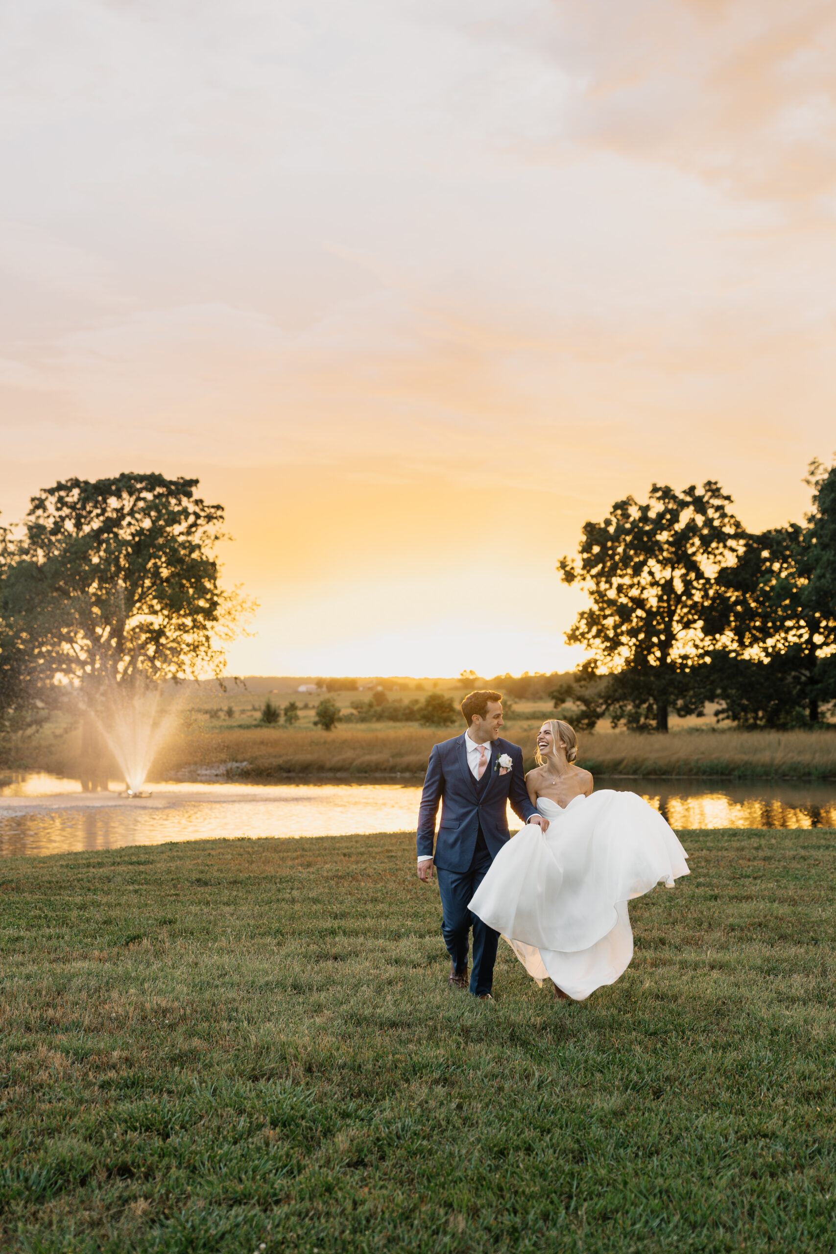 Wedding photography with golden hour light