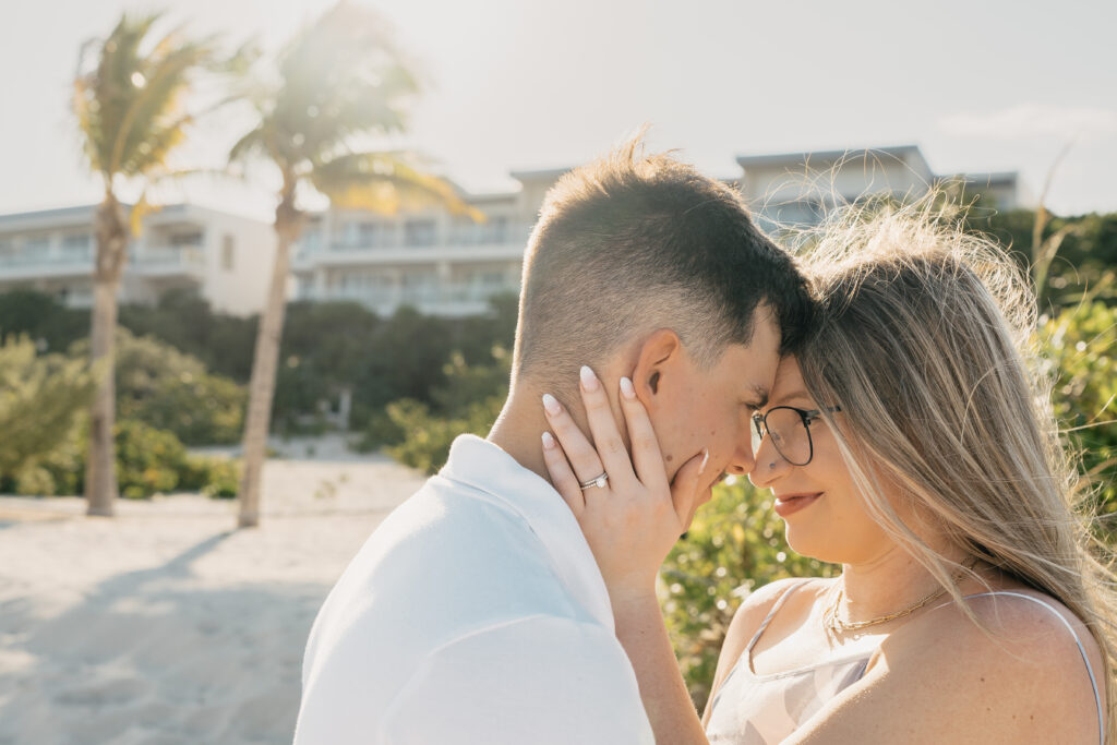 Beachside couples portraits at Sandos Playacar Resort Playa del Carmen