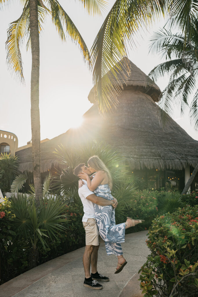Playful beach photos at tropical resort