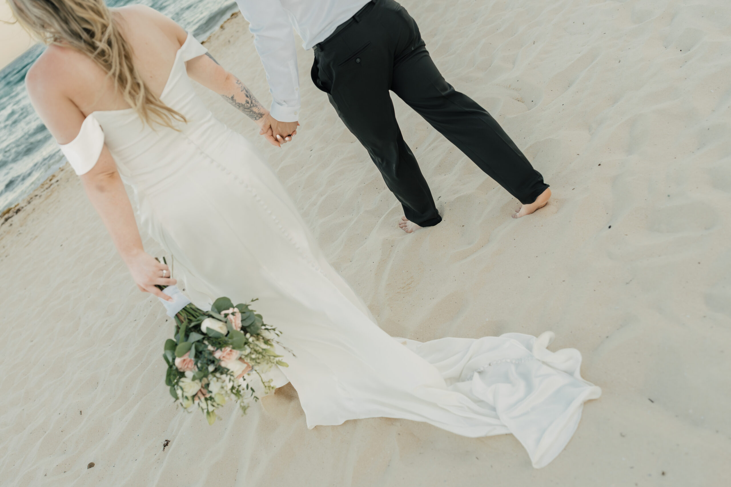 Destination wedding portrait with romantic ambiance