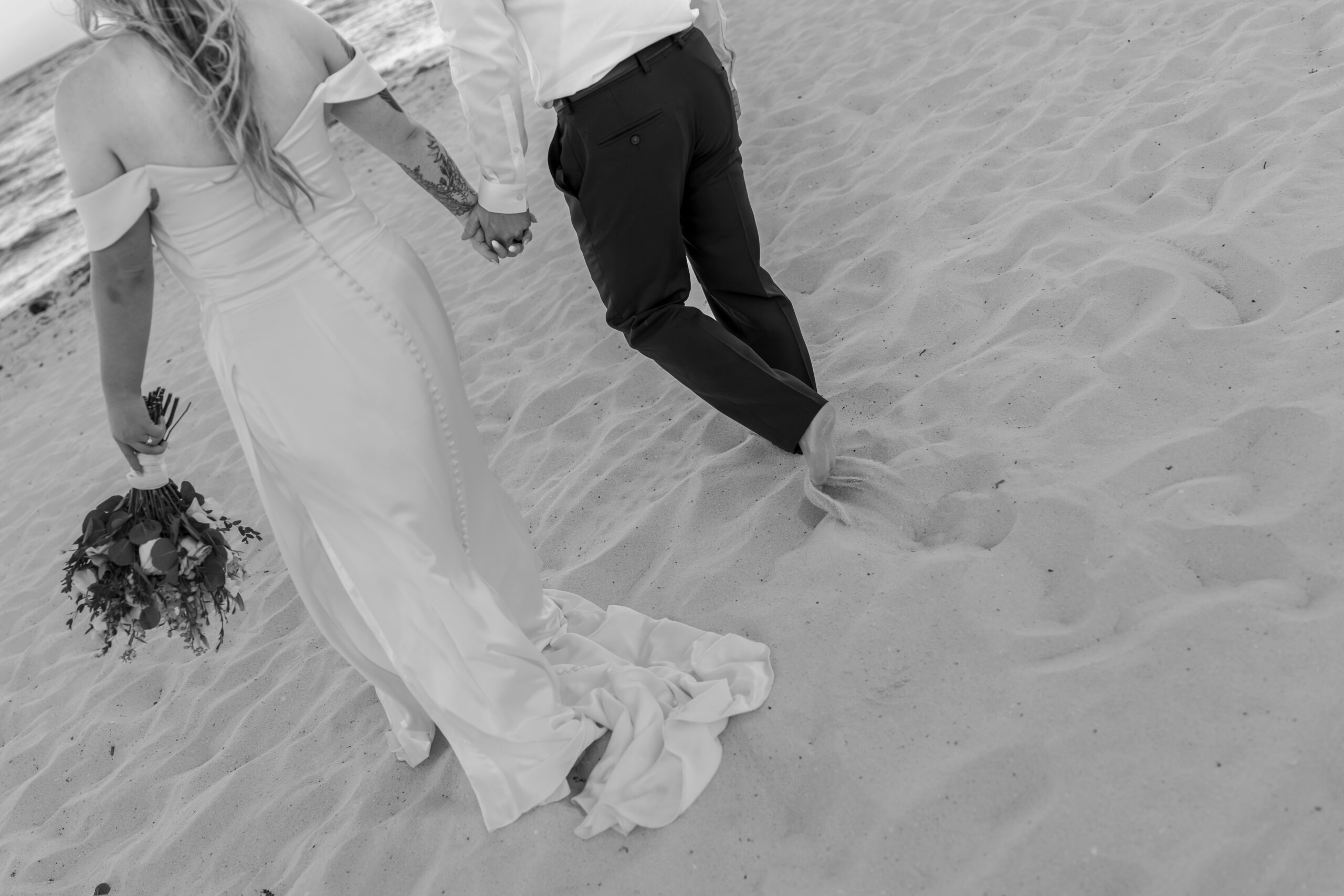 Romantic beach wedding portraits at Sandos Playacar Resort