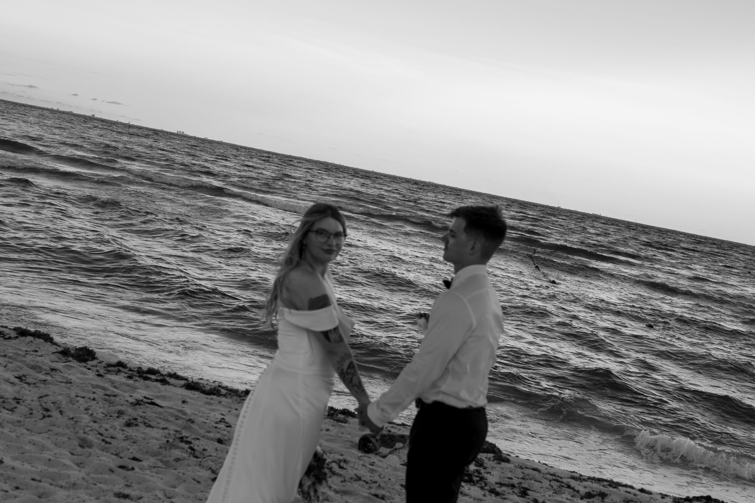 Sunset glow on couple during destination wedding portraits