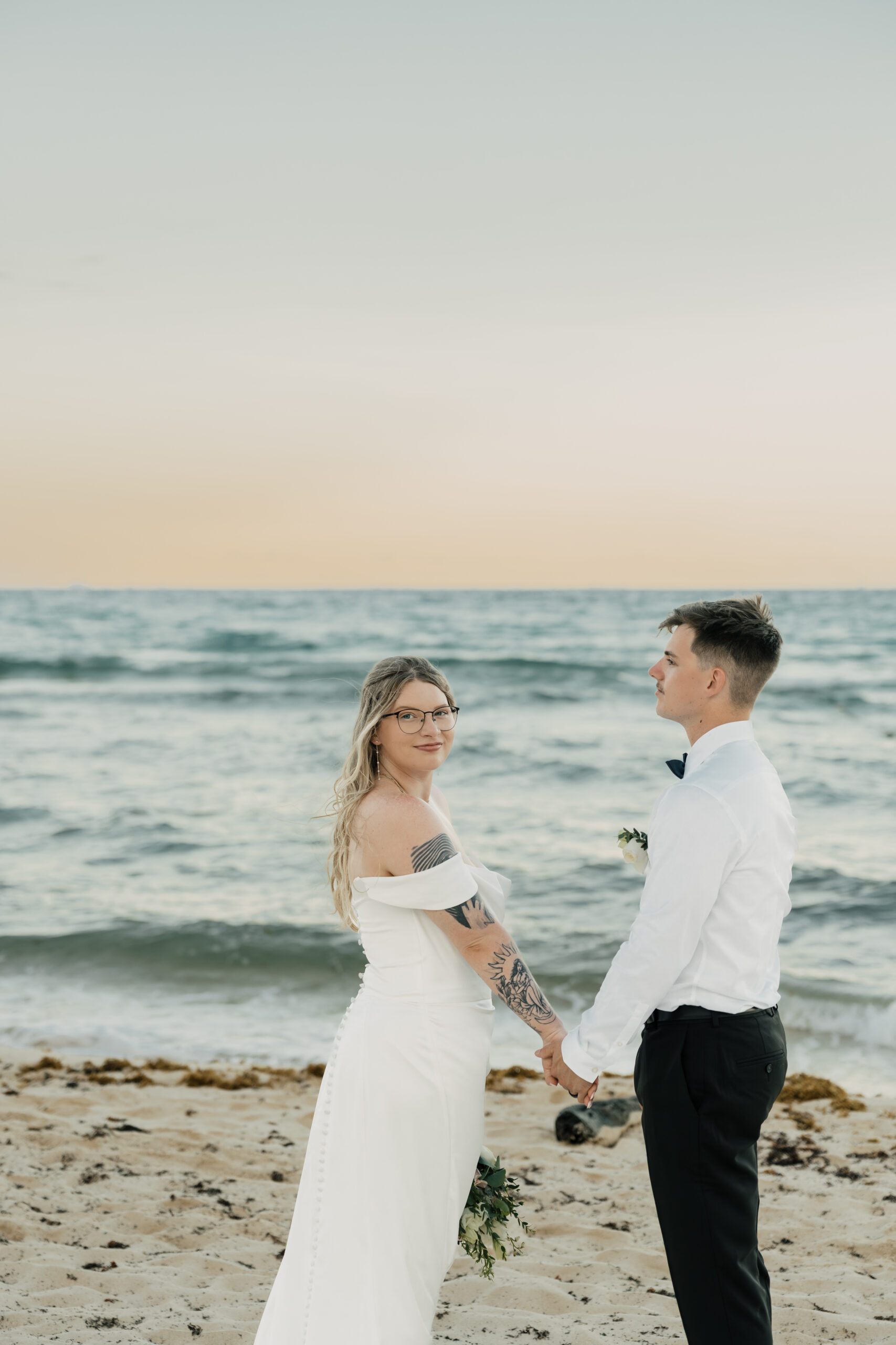 Sunset portraits taken during cocktail hour in Playa del Carmen