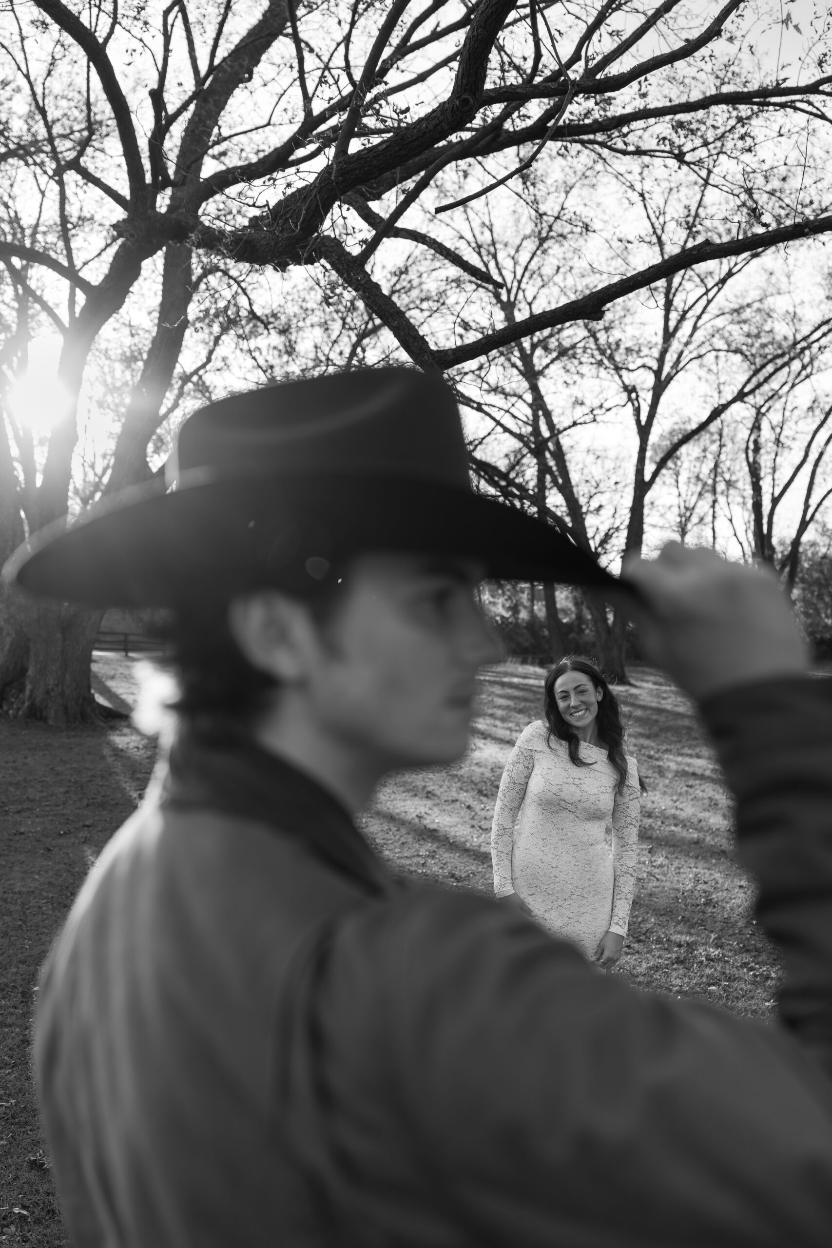 Country engagement session outfit inspiration: boots, hats, denim textures, cozy fall tones