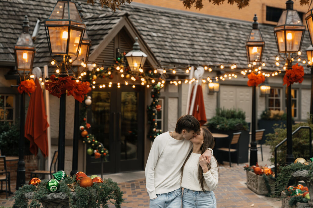 Warm and playful couple moments in Tulsa Christmas session